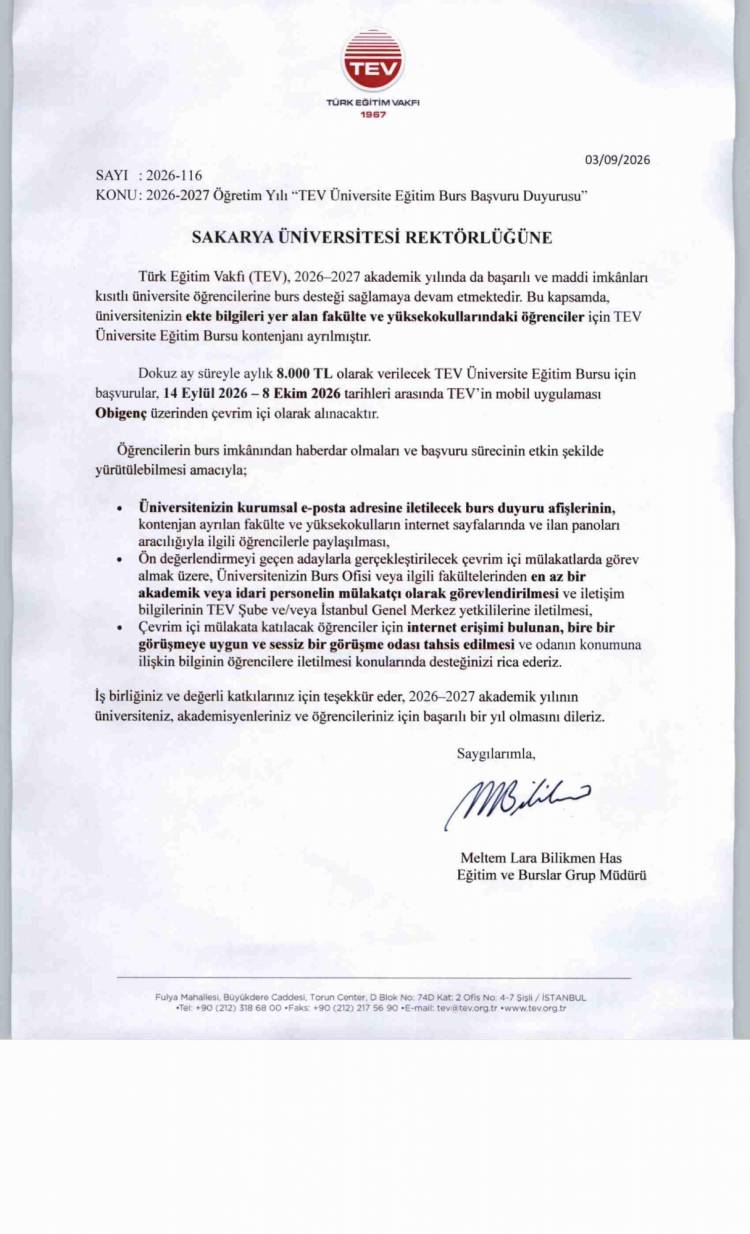 2026-2027 Öğretim Yılı 