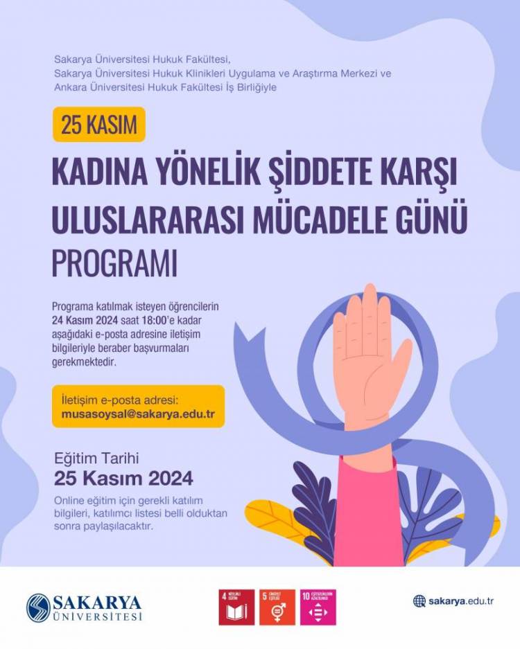 25 KASIM KADINA YÖNELİK ŞİDDETE KARŞI ULUSLARARASI MÜCADELE GÜNÜ PROGRAMI